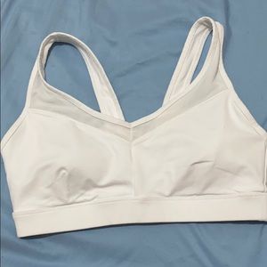 White mesh detail sports bra